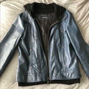Unique Blue Genuine Leather Jacket